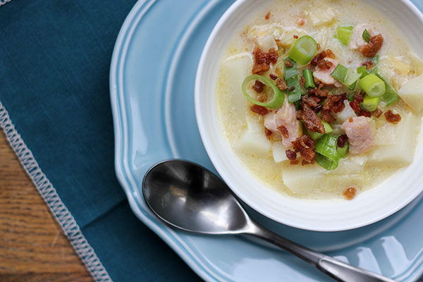 Chunky Potato Leek Soup by 27thandolive.com