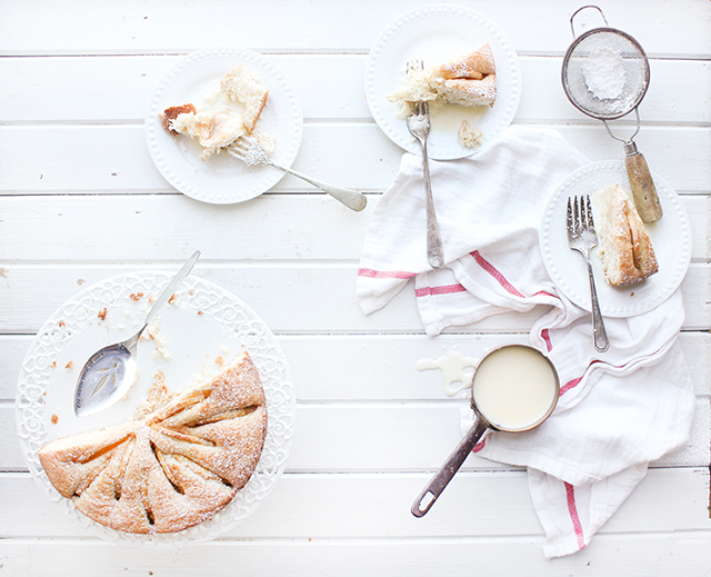 Apple Cake with Hot Cream Sauce